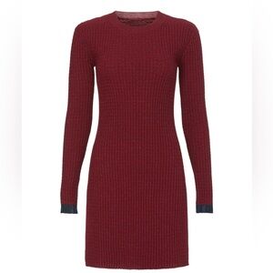 Marina Moscone RTR Design Collective Red Sparkle Ribbed Sweater Dress